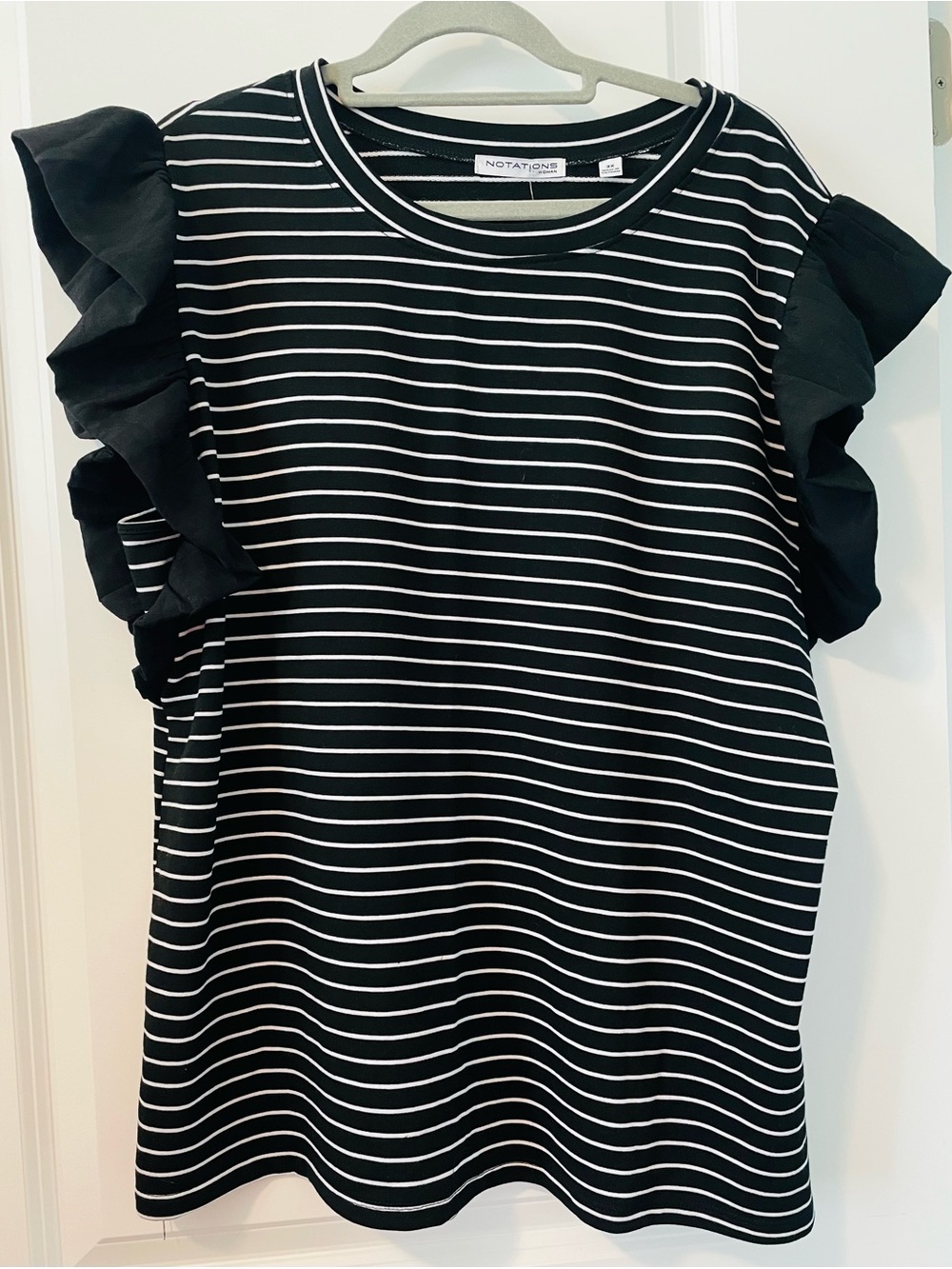 Striped short sleeve blouse